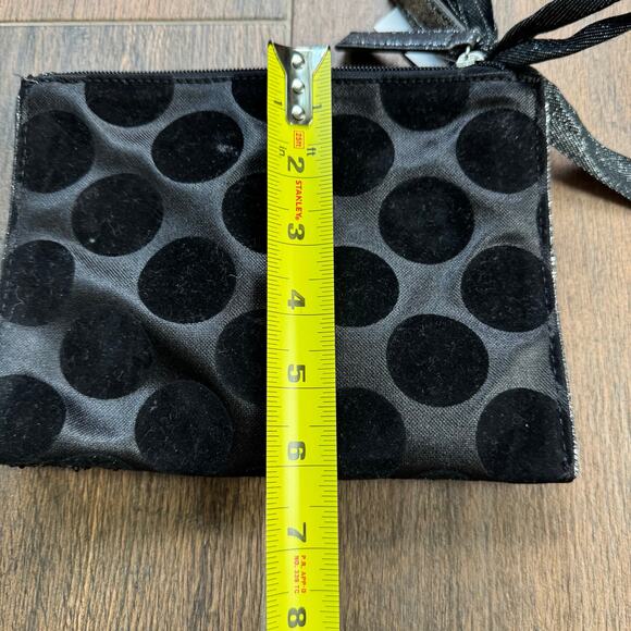 2 Piece Zippered Sequin Bags Polka Dots NEW LOFT Black Makeup Bag Set - Picture 5 of 7